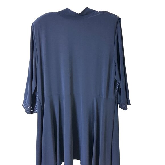 R&M Richards Size 14W  Attached  Shell 2-Piece Suit With Lace Details Navy Blue - Picture 13 of 14